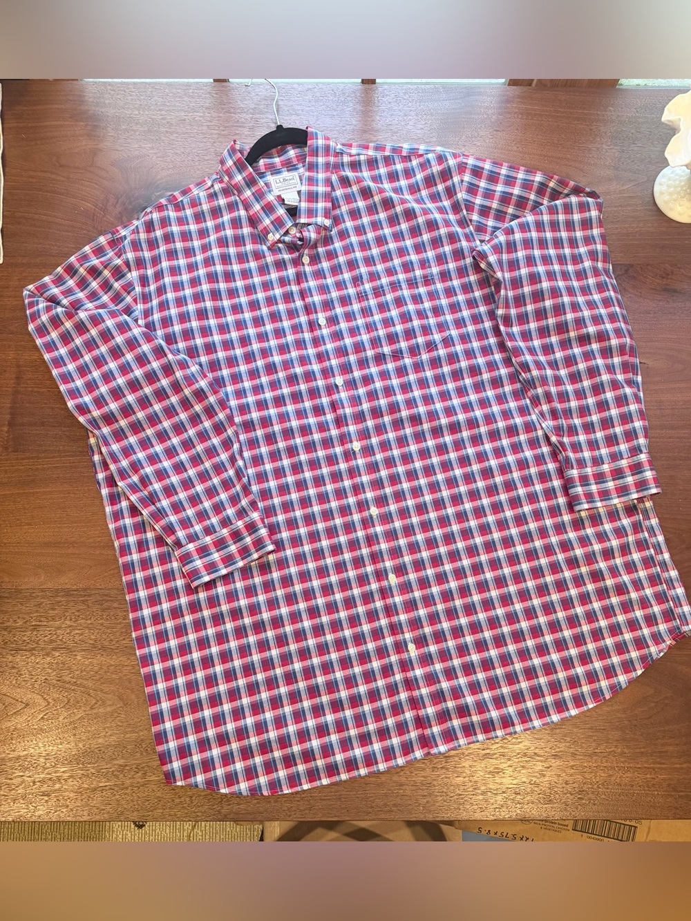 L.L.Bean Men's 2XL Tall Traditional Fit Plaid Button-Down Cotton Shirt